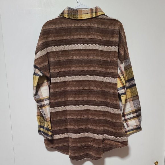 Multi plaid button down shirt jacket shacket - Picture 2 of 6